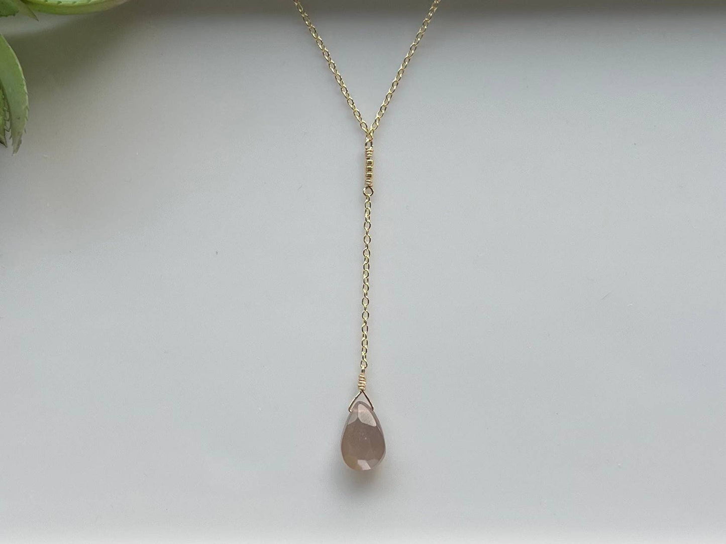 Moonstone Lariat Y Necklace