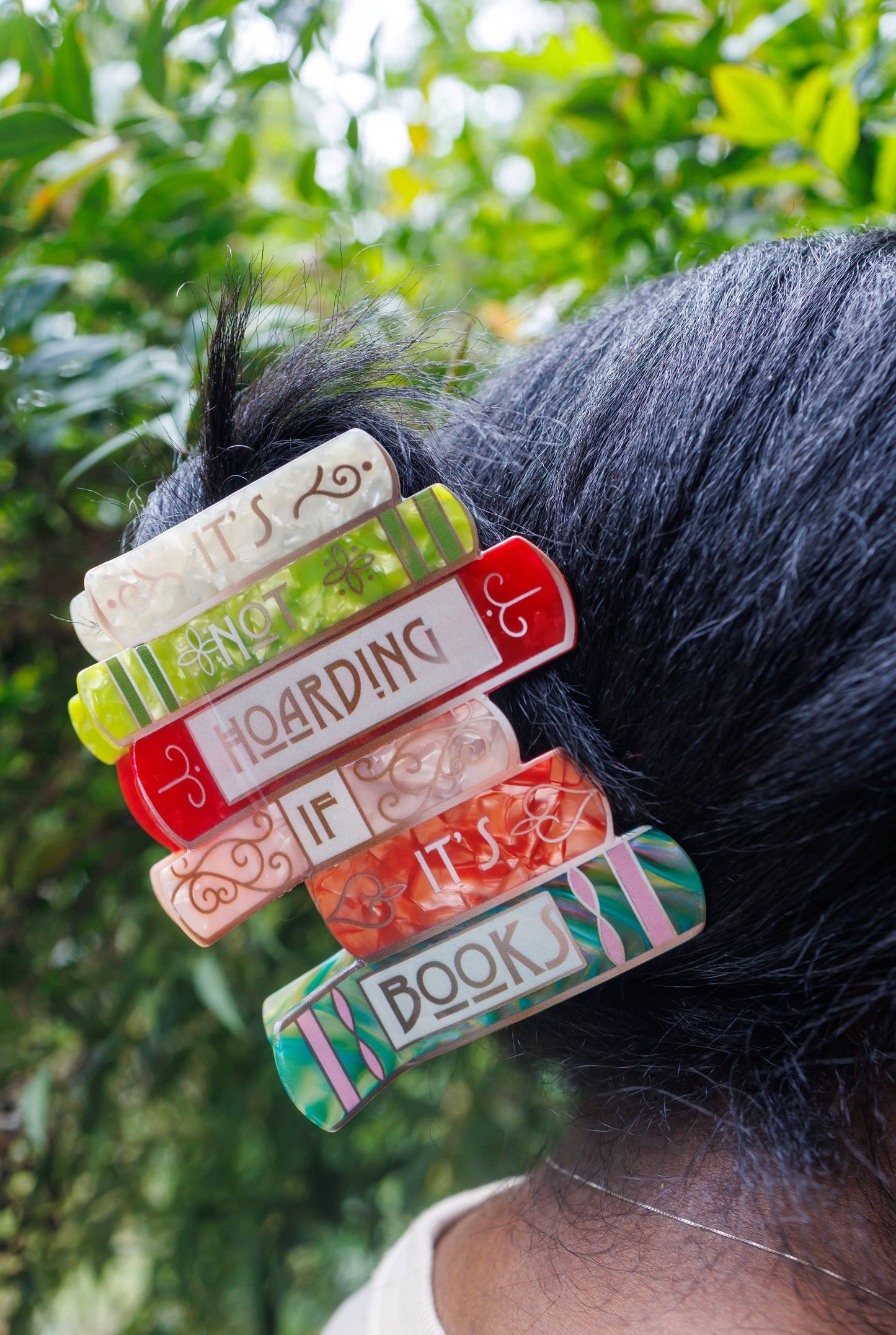 "It’s Not Hoarding If It’s Books" - Bookish Hair Clip