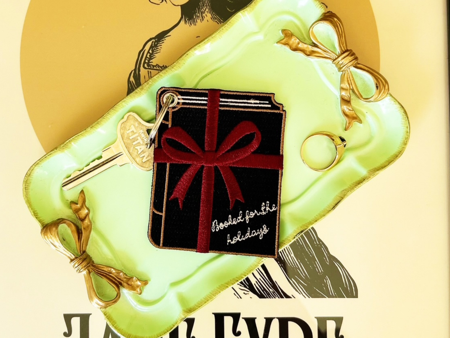 Embroidered Ornament, Keychain, and Gift Tag for Book Lovers