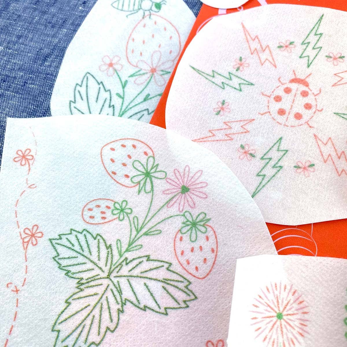 Stick It Stitch It Water Soluble Embroidery Patterns-Strawberry Patch