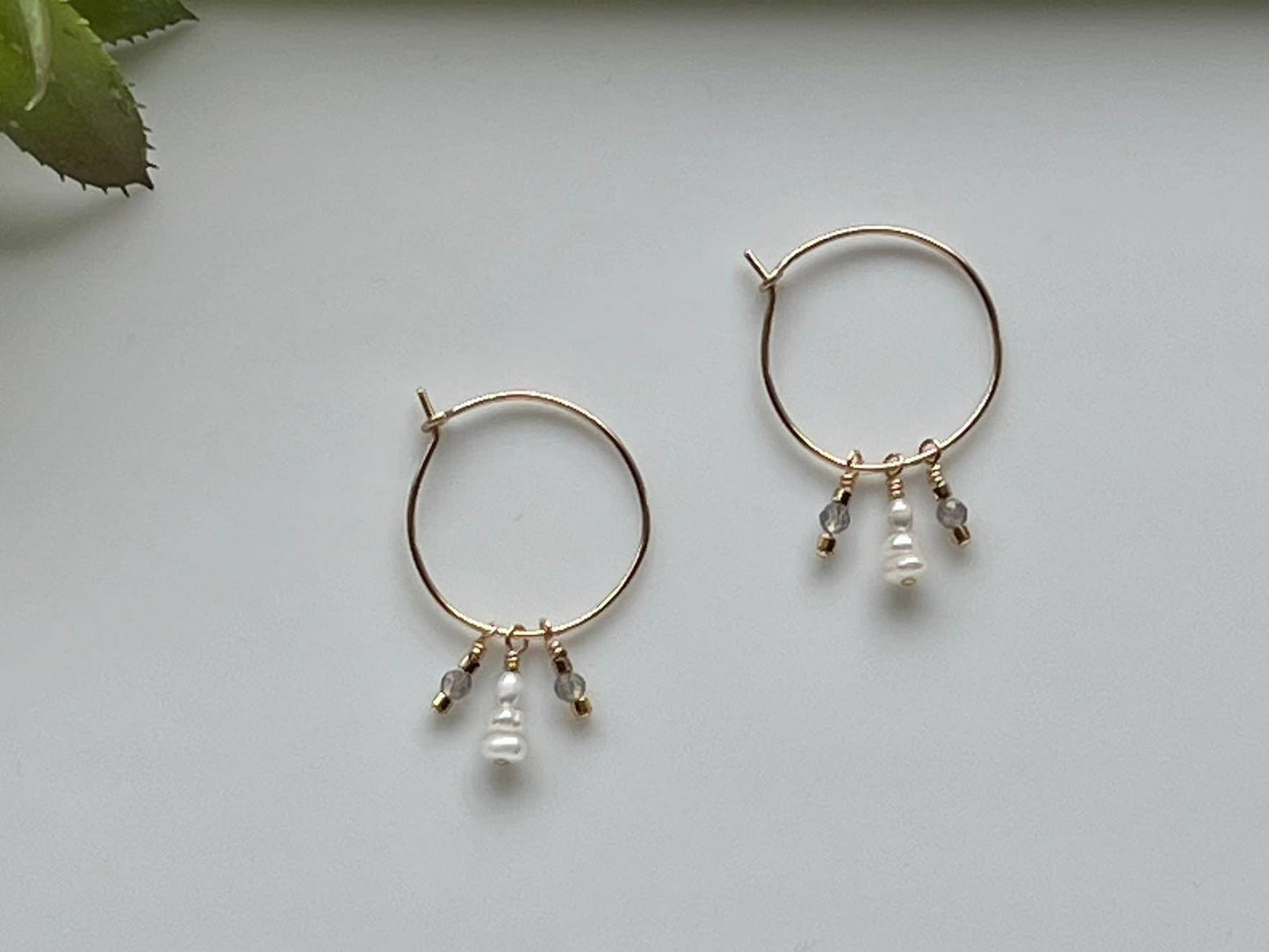 Rainbow Stone Hoop Earrings