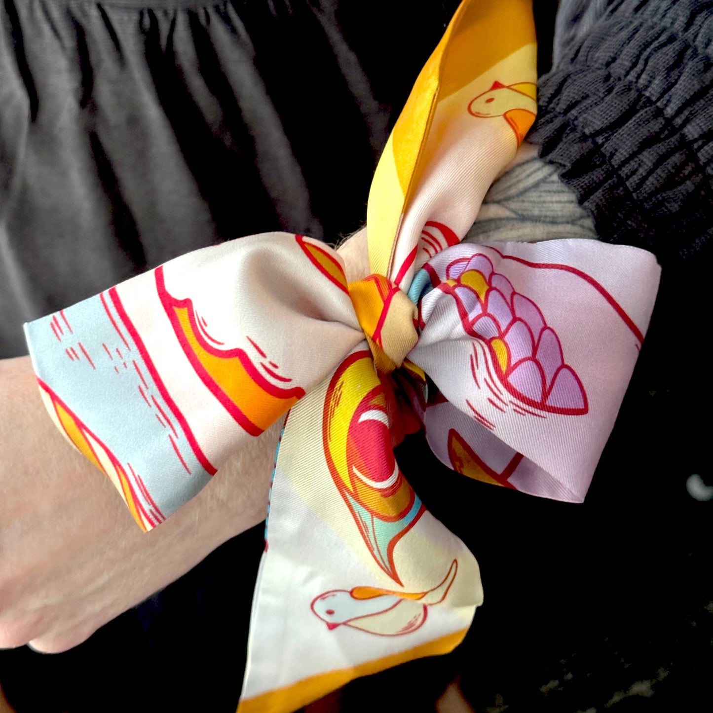 SKINNY SILK SCARF | Rainbow Birdies Accessory Scarf