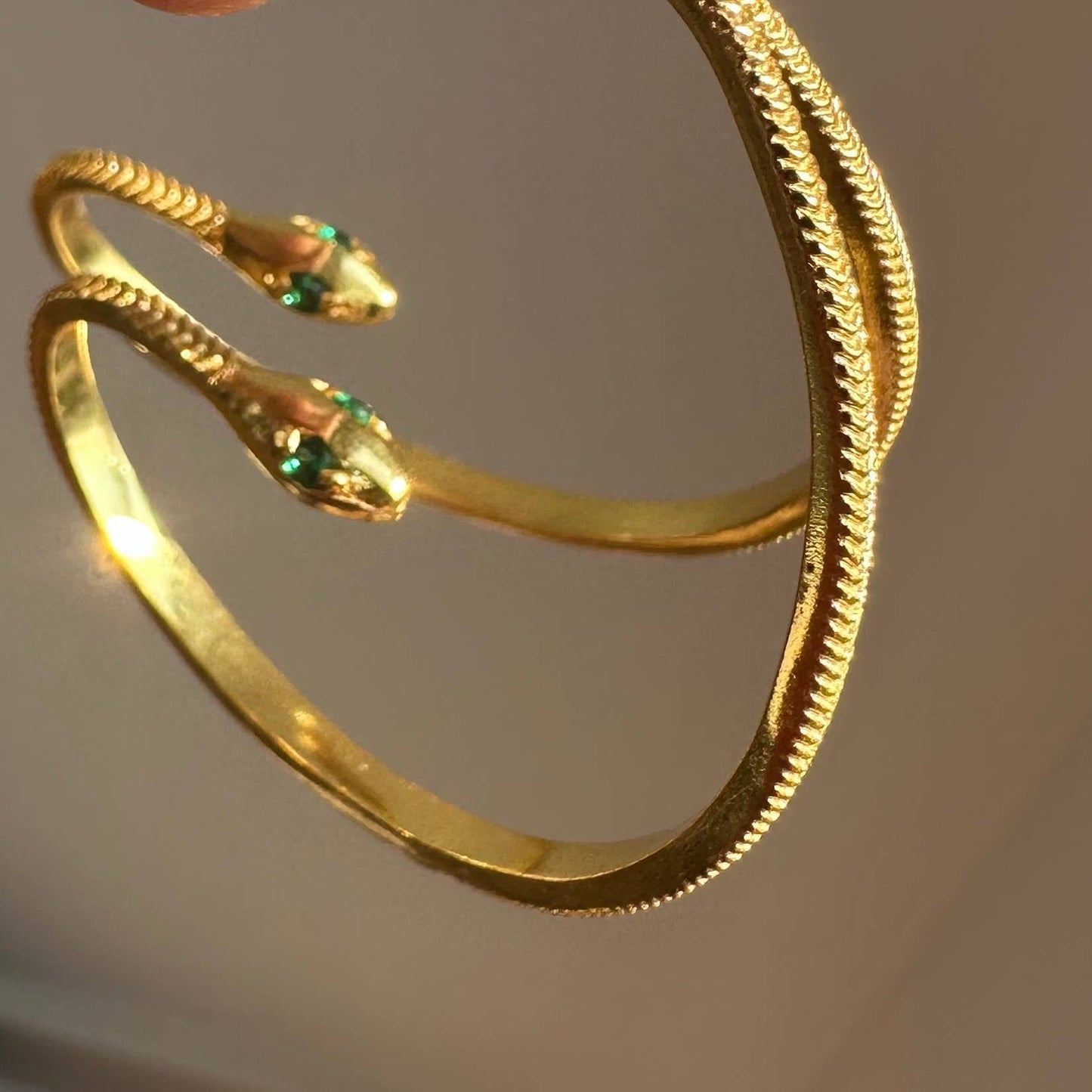 Green Zircon Earrings|Gold Mama Snakes |Gold Plated Hoops