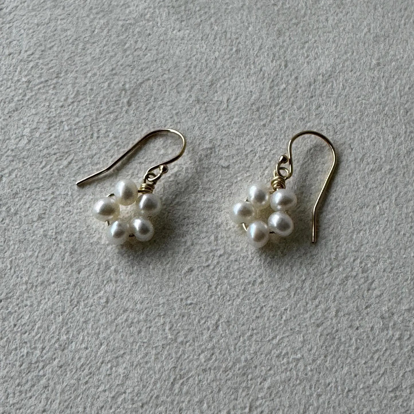 Daisy Pearl Earrings, Dainty 14K Gold Filled Pearl Earrings