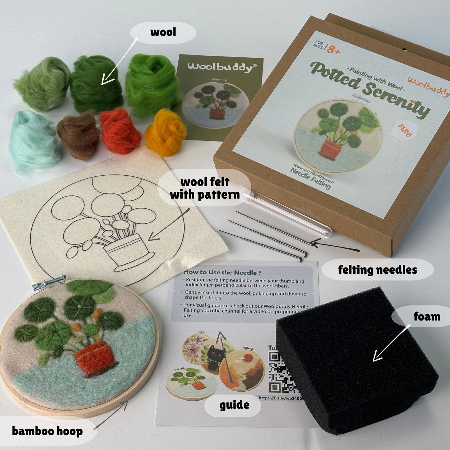 Wool Painting Kit: Potted Serenity Plant