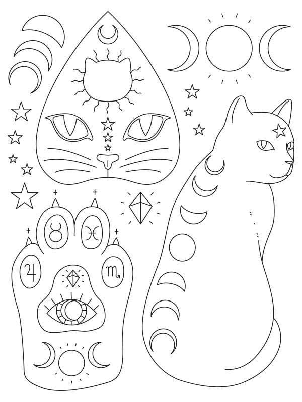 Witchcats iron-on embroidery transfers