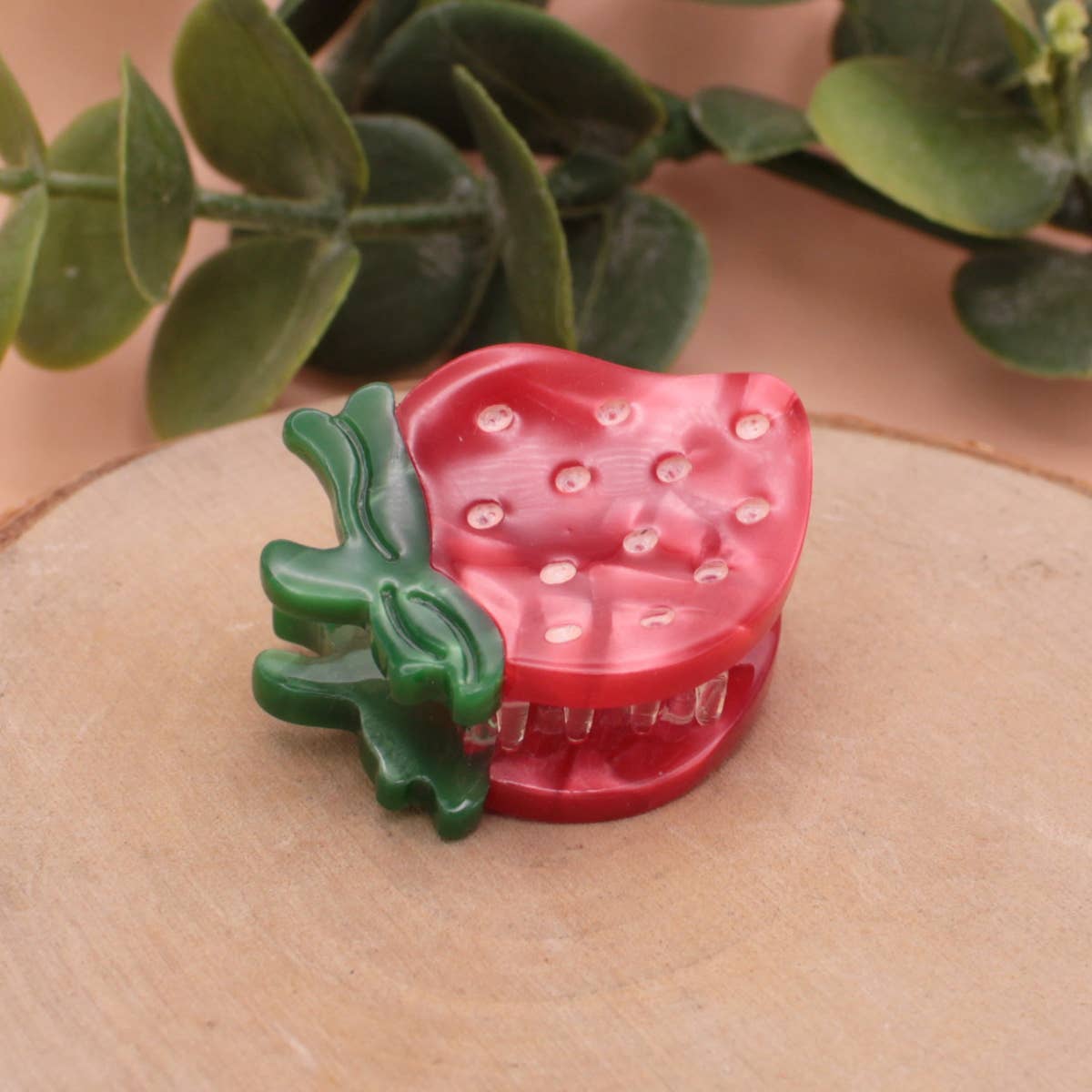 Mini Fruit Bowl Accents Strawberry Hairclip