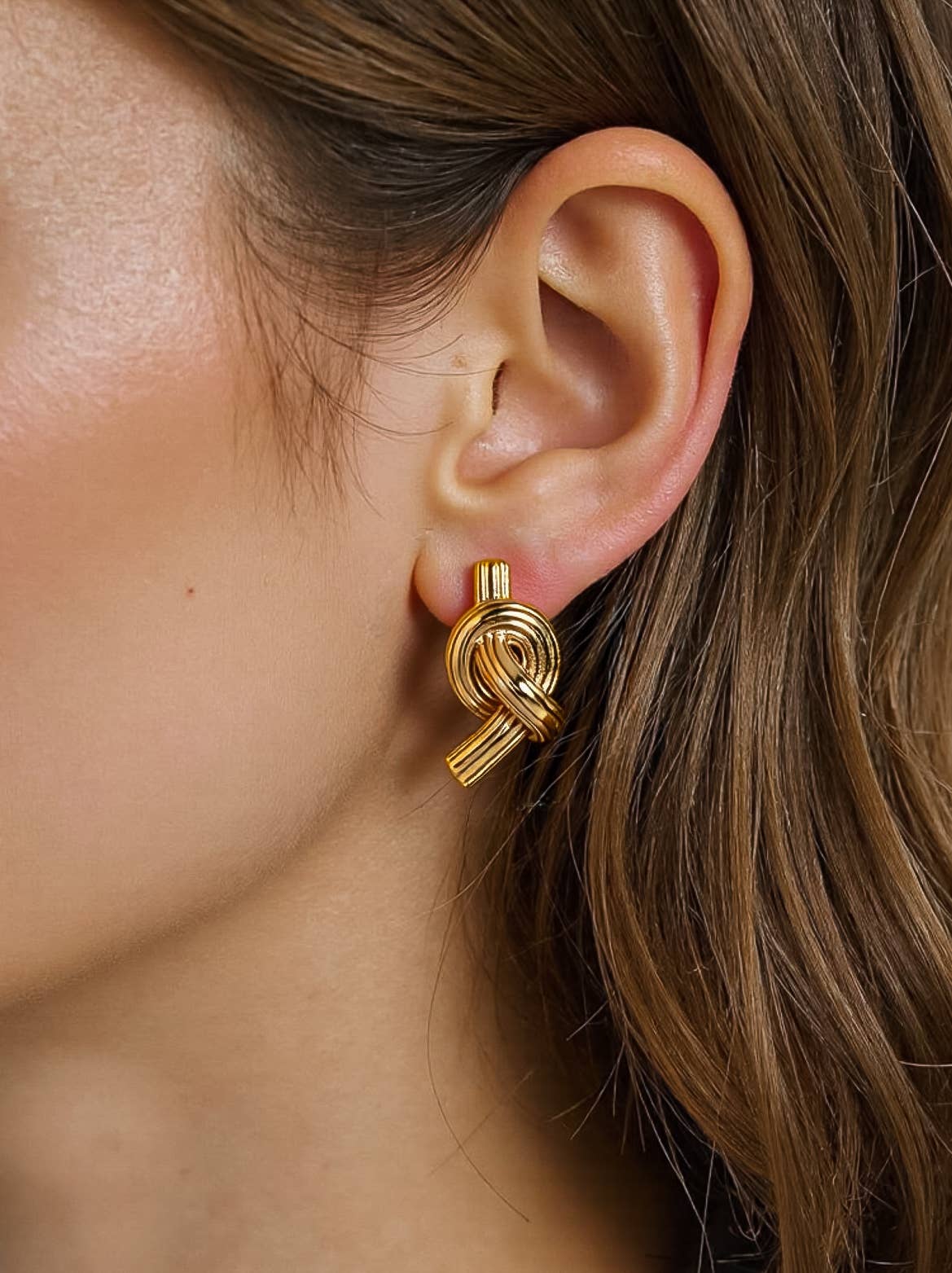 Morgane Ribbed Knot Stud Earrings