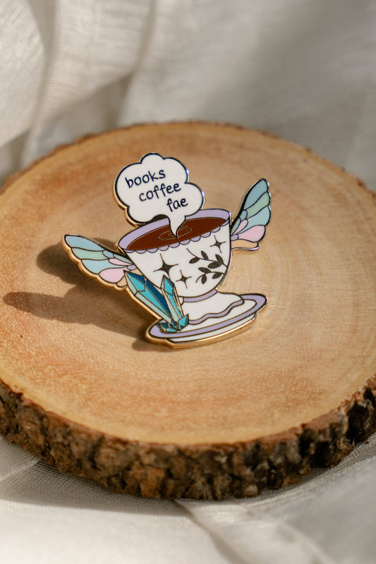 "Books Coffee Fae" Bookish Enamel Pin