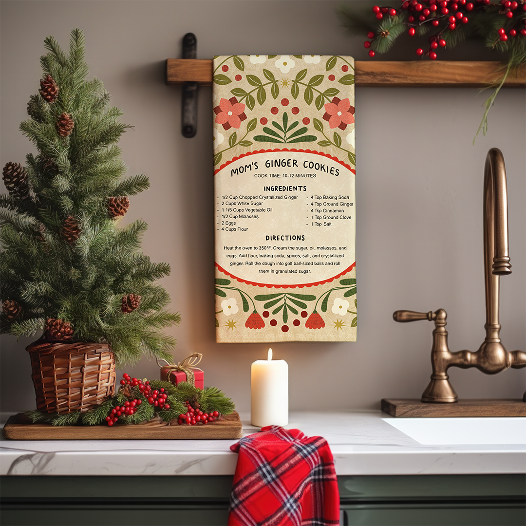 Ginger Cookies Tea Towel – Holiday Baking