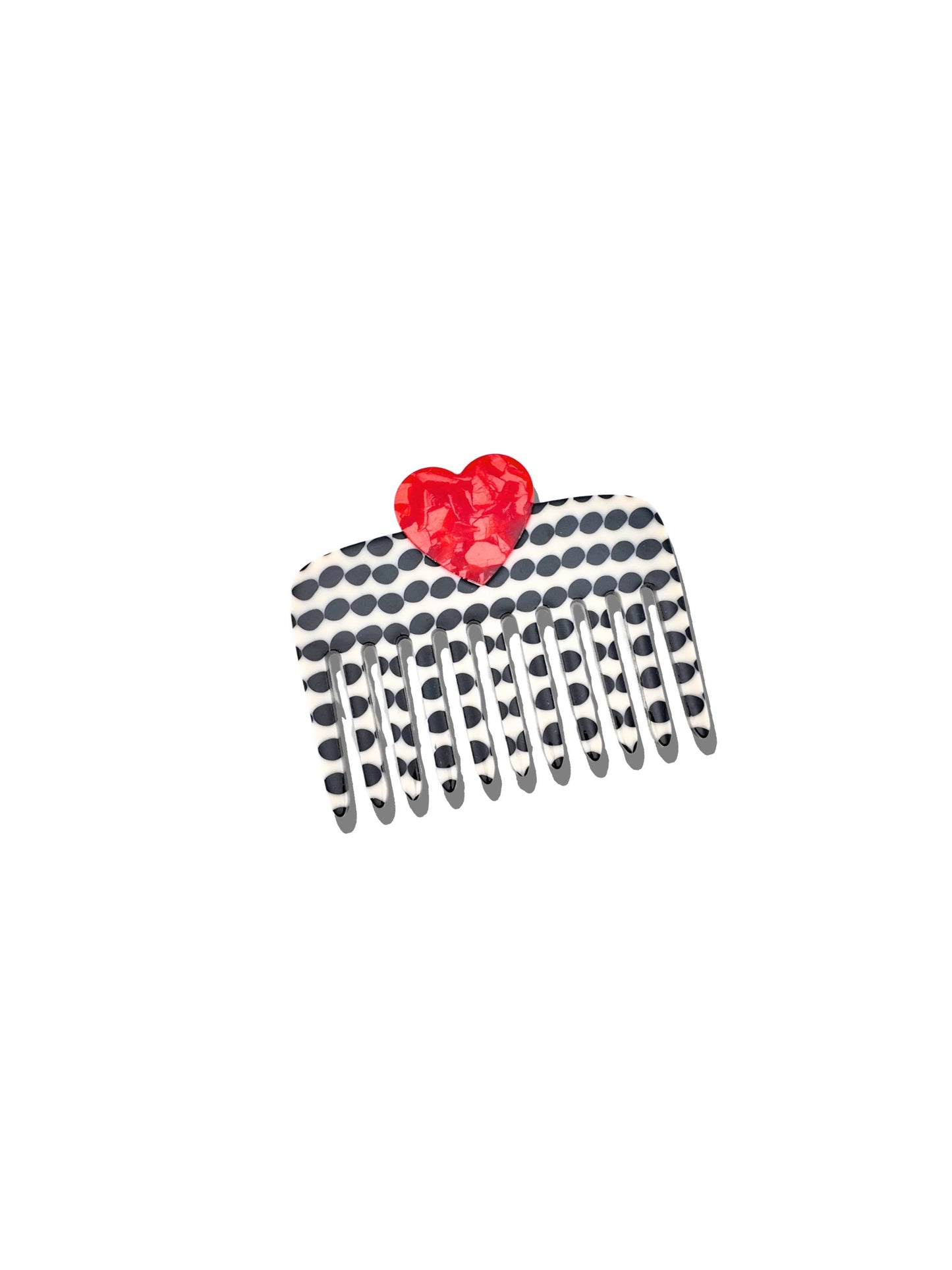Hand-painted Polka Dot Heart Pocket Comb