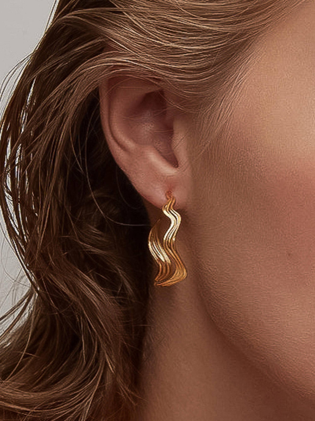 Fontaine 18K Gold Non-Tarnish Wave Statement Earrings