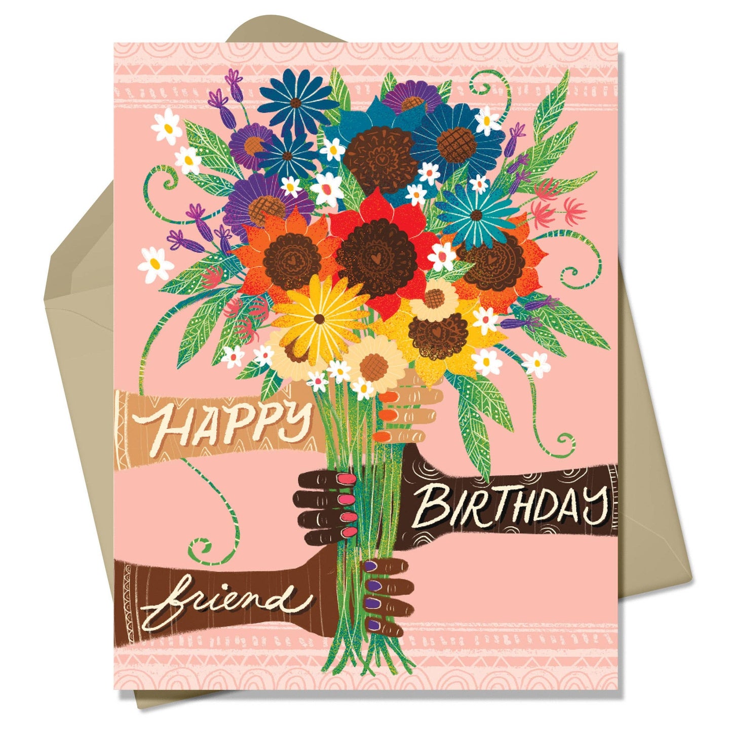 Happy Birthday Friend by Emiko Rainbow A2 Greeting Card