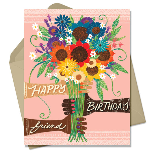 Happy Birthday Friend by Emiko Rainbow A2 Greeting Card