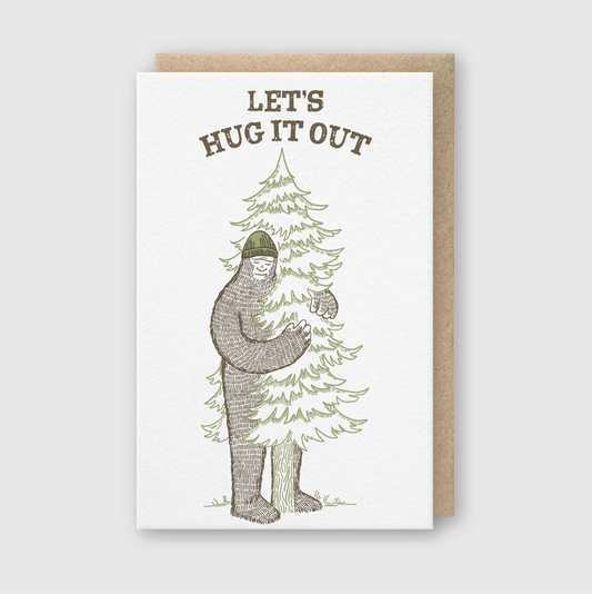 Letterpress Friendship Greeting Card – Hug It Out