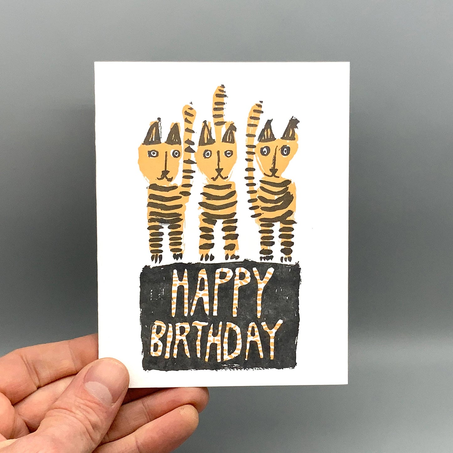 Cat Stripe - Birthday Letterpress Card