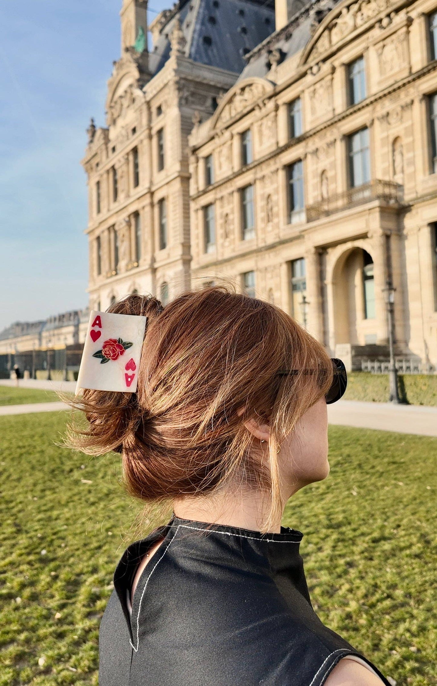 Hand-Painted Ace of Hearts Claw Hair Clip | Eco-Friendly