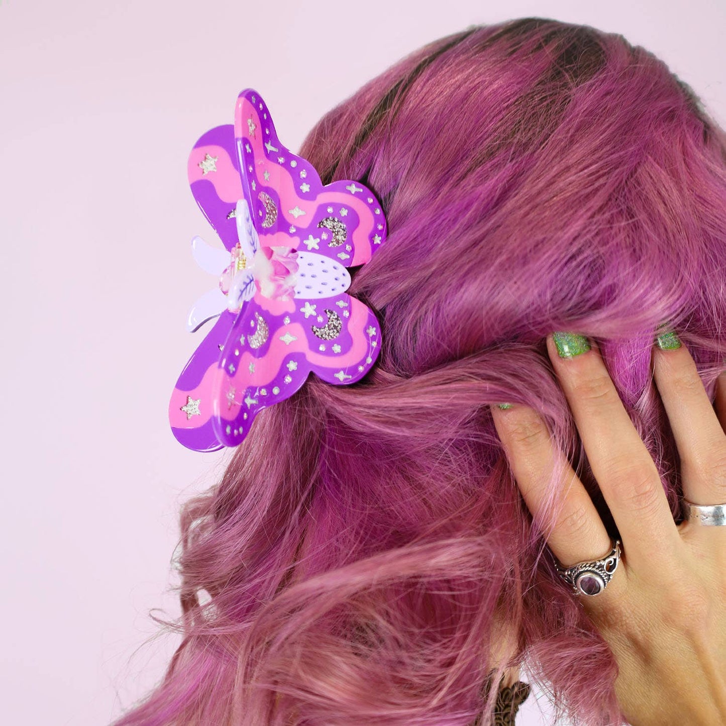 Pastel Moth, Hair Claw, Insect, Spooky, Magic, Hair Clip