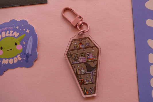 Coffin Bookshelf Keychain
