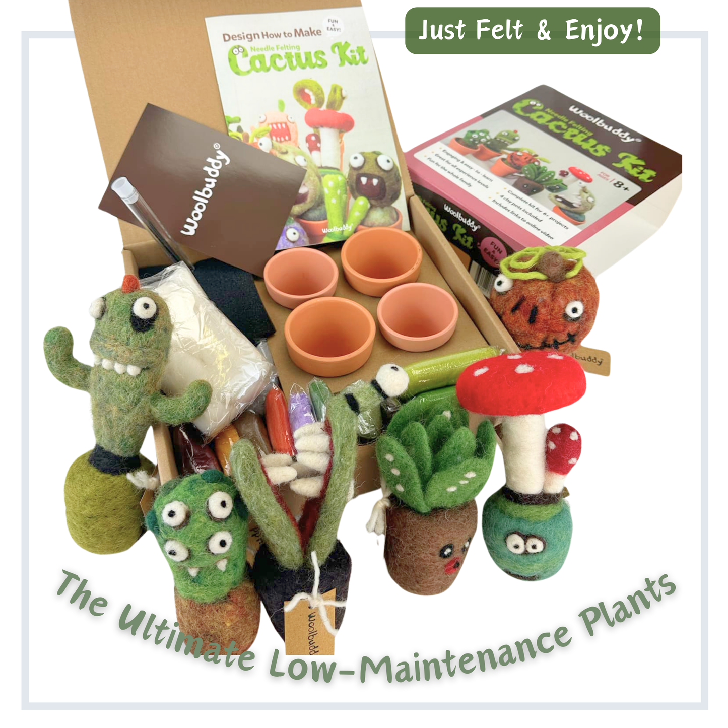 DIY Needle Felting Cactus Kit – 6 Monster Plants Design