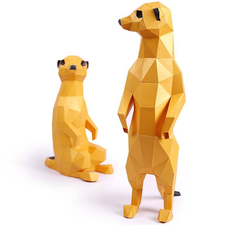 Meerkats 3D Paperart Origami Model