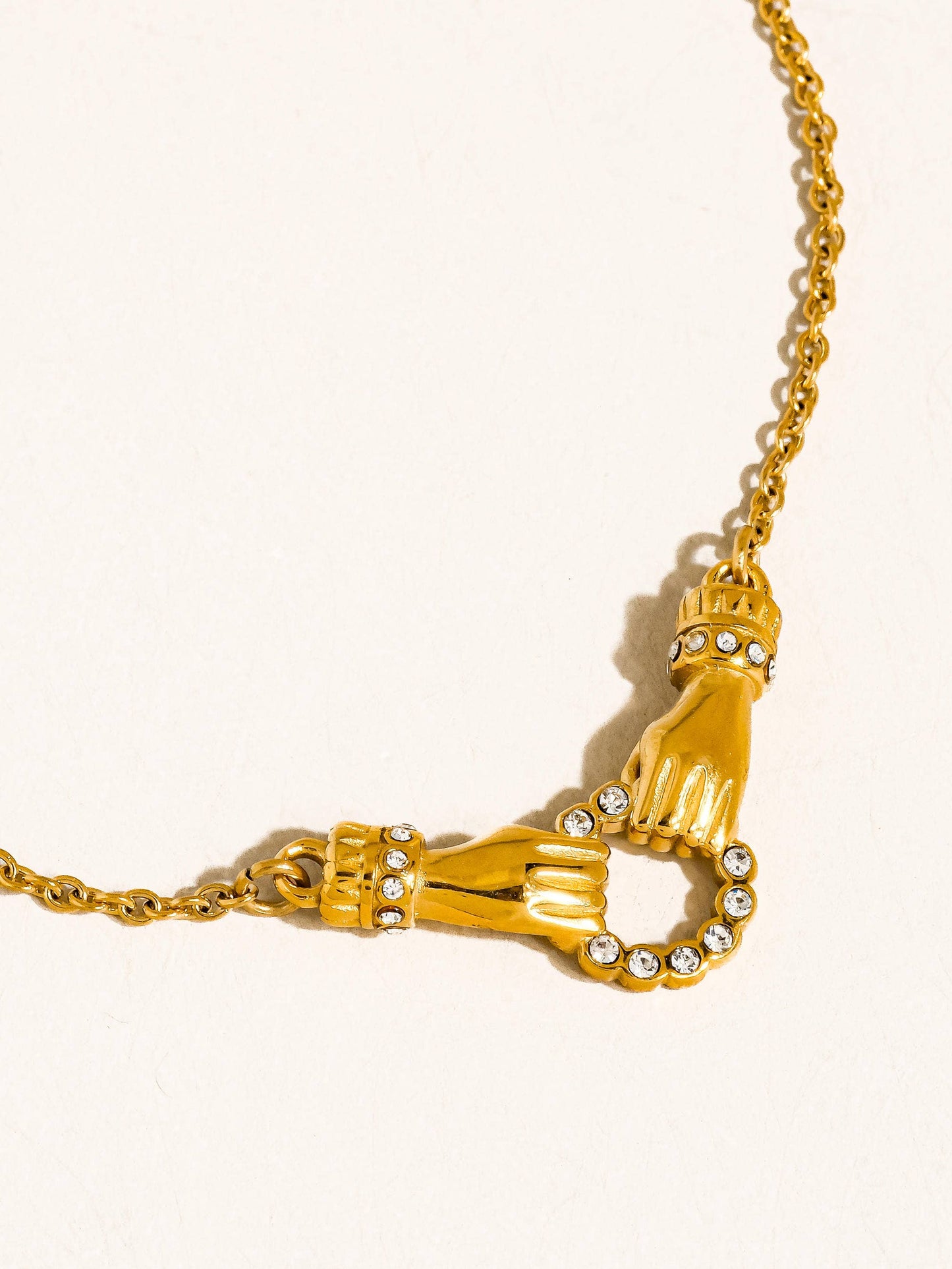 Brissonne 18K Gold Non-Tarnish CZ Double Hand Necklace