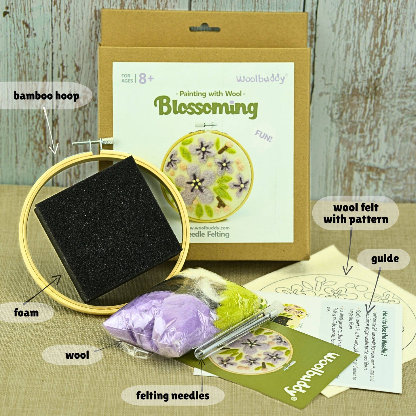 Wool Painting Kit: Blossoming Flower