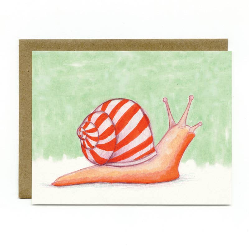 Peppermint Snail Holiday Card - Single