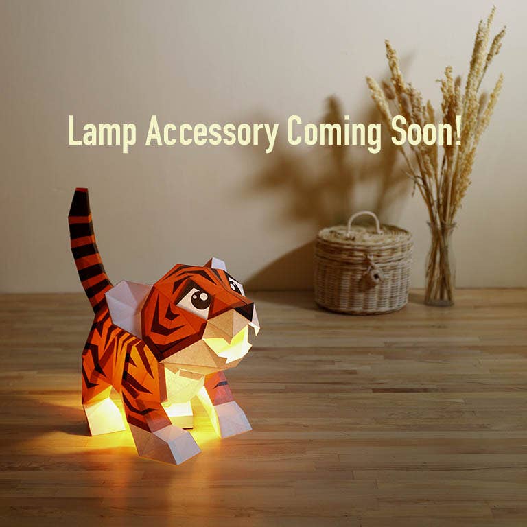 Baby Tiger Dual-Use Origami Model, Animal Lamp