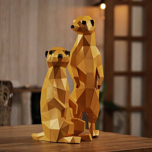 Meerkats 3D Paperart Origami Model