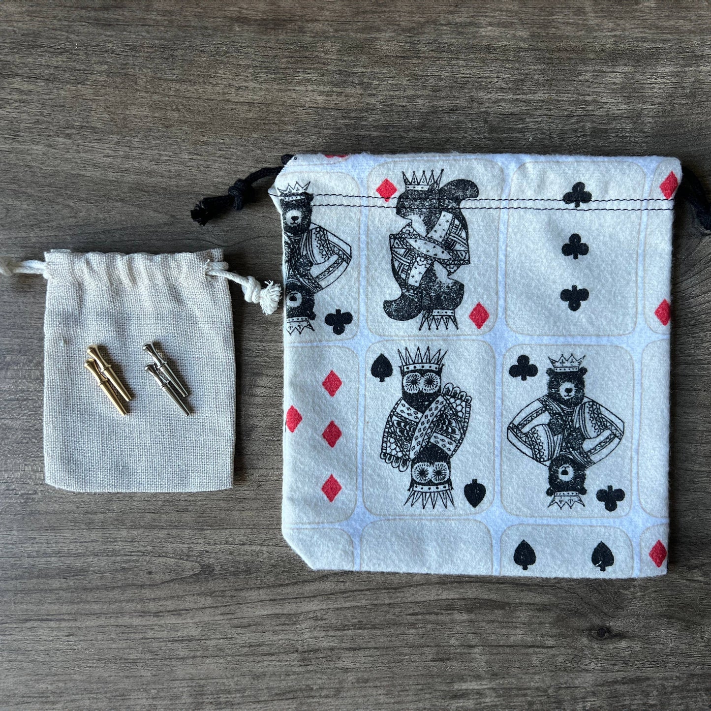 Mushroom Florals Cribbage Board with Drawstring Bag