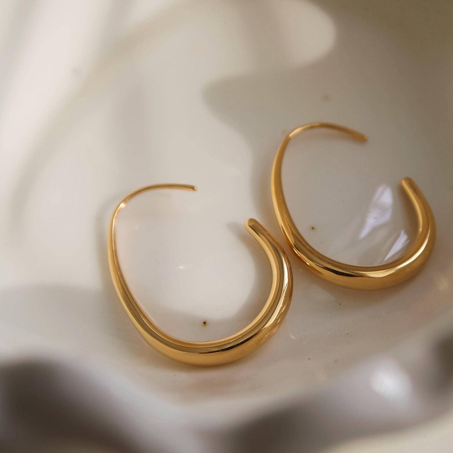 Cyril 18 Gold Plated Non-Tarnish Minimalist Open Hoop Earrings