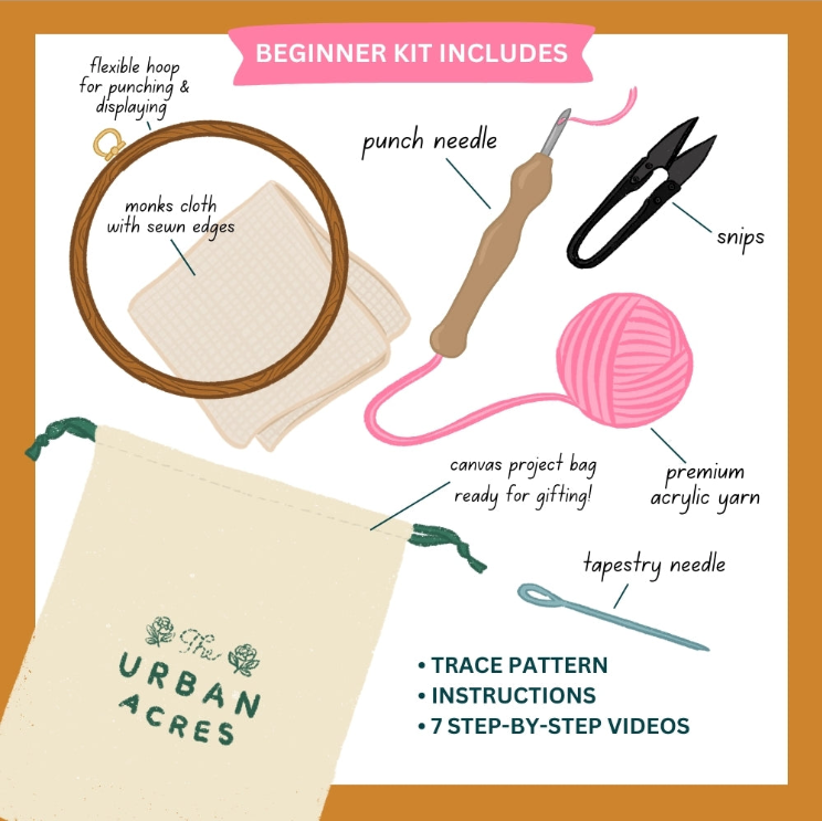 Mushroom by Melody Miller - Punch Needle Beginner Kit