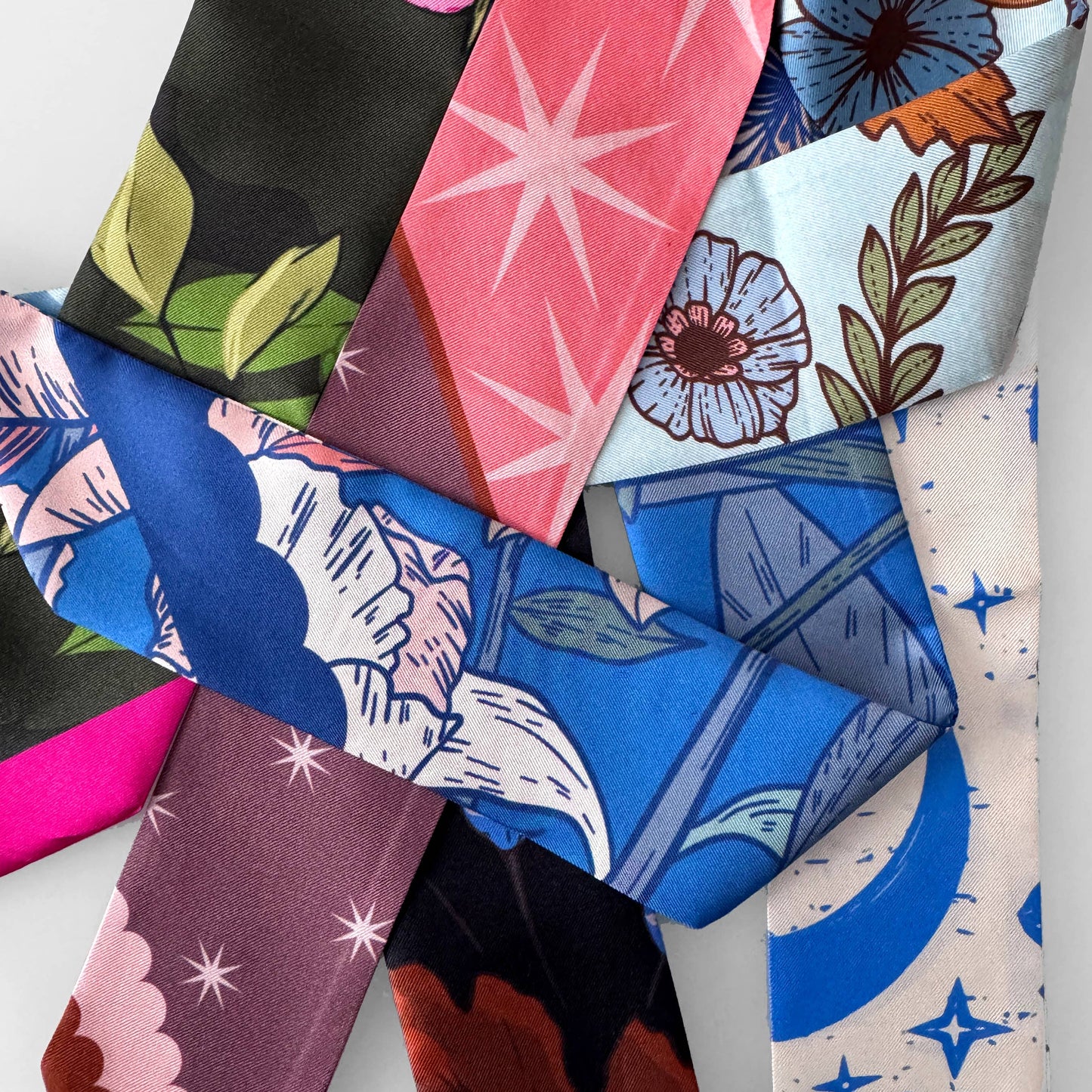 SKINNY SILK SCARF | Electric Garden