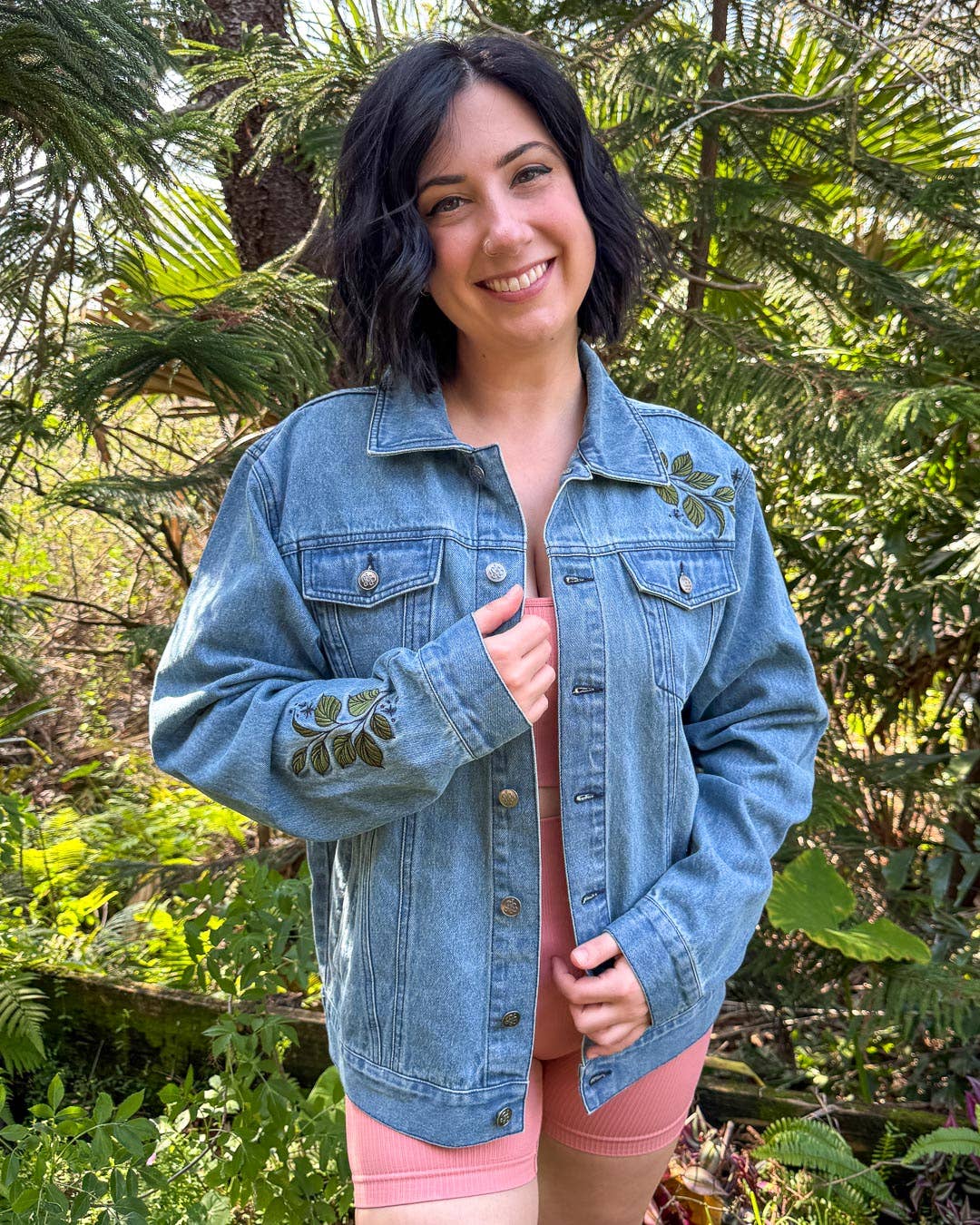Soft as Petals Embroidered Denim Jacket