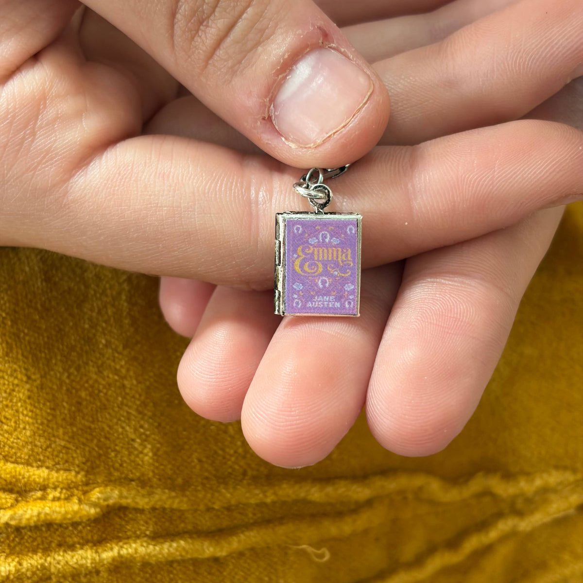 Book Locket Dangle Earrings - Emma - Lilac