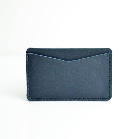 Double Sided Card Holder - Navy Blue Leather