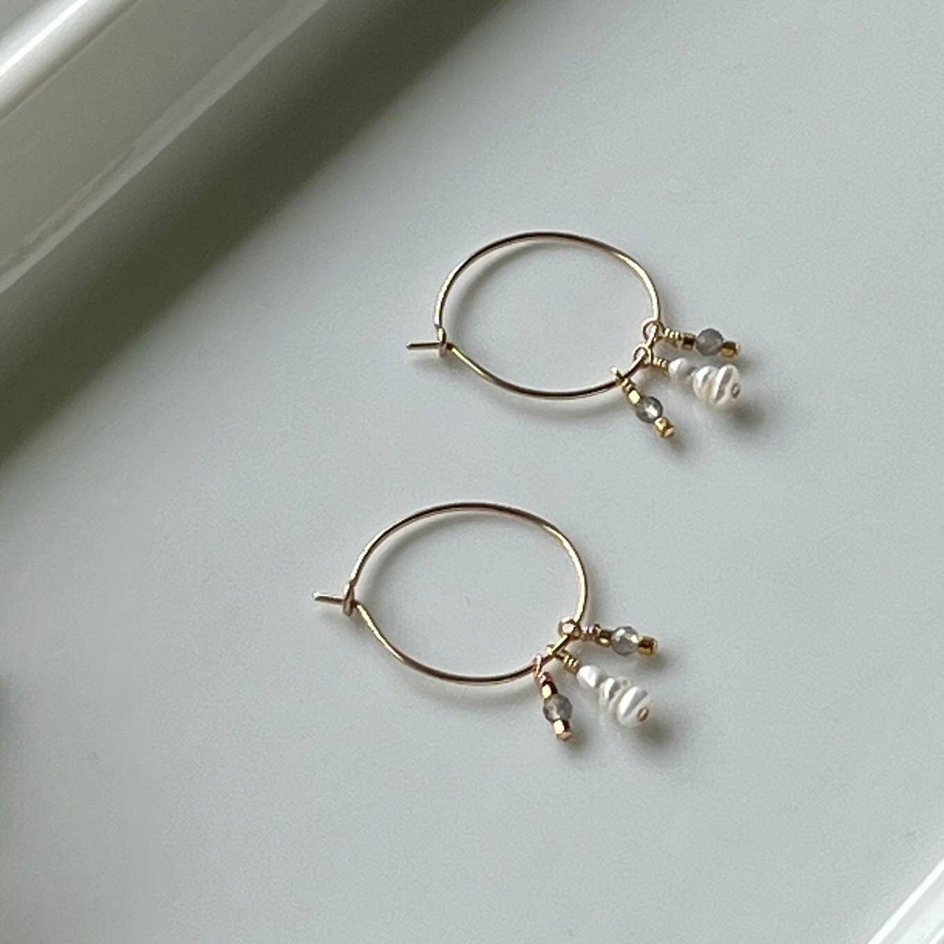 Rainbow Stone Hoop Earrings