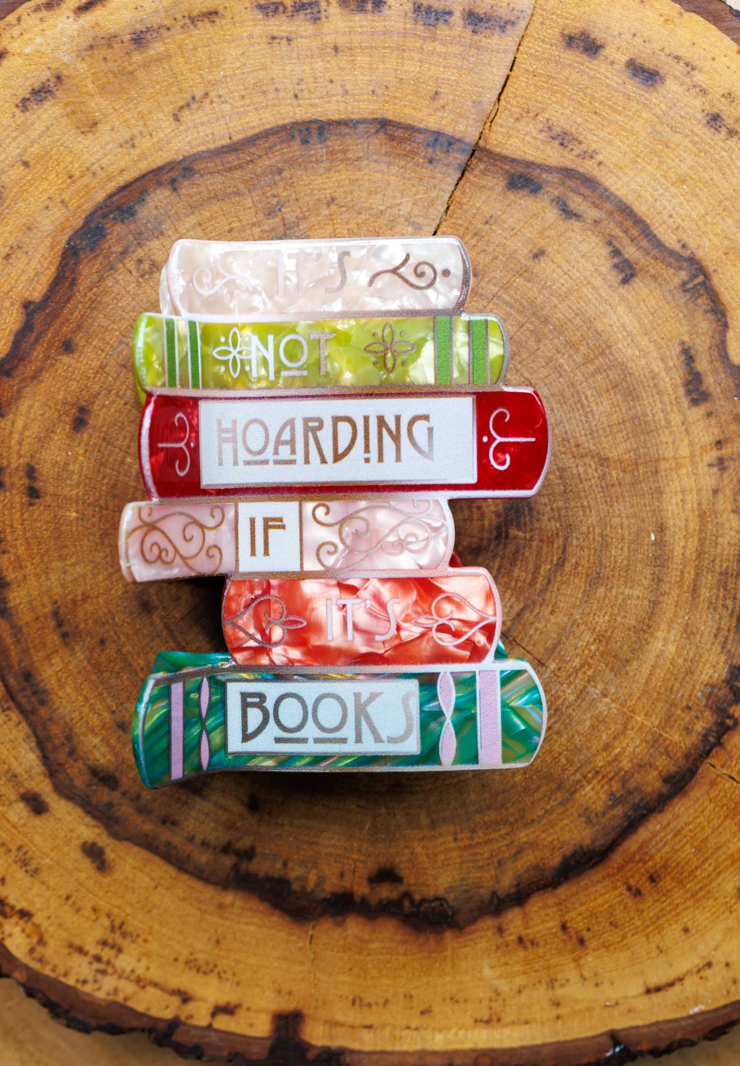 "It’s Not Hoarding If It’s Books" - Bookish Hair Clip