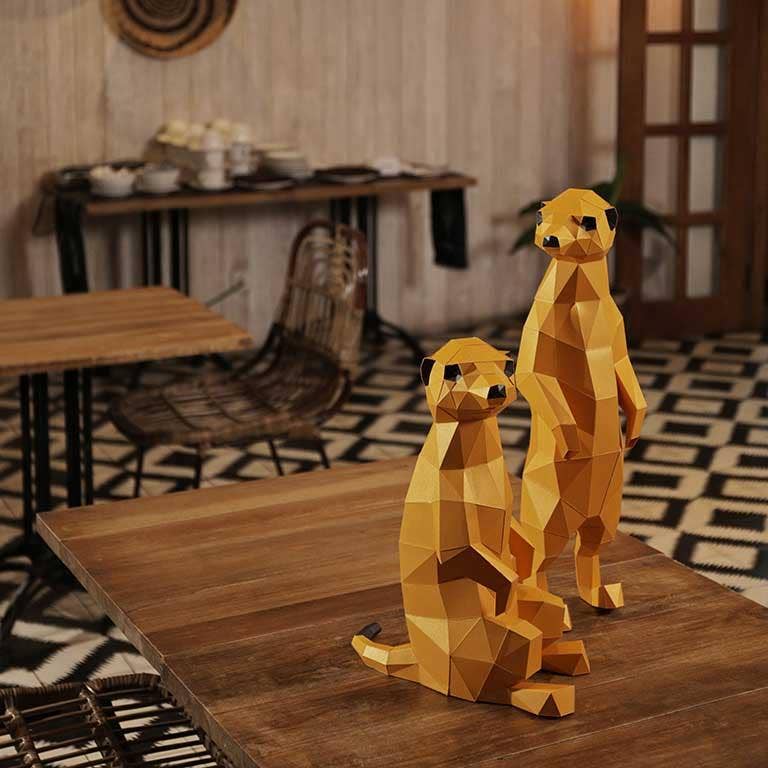 Meerkats 3D Paperart Origami Model