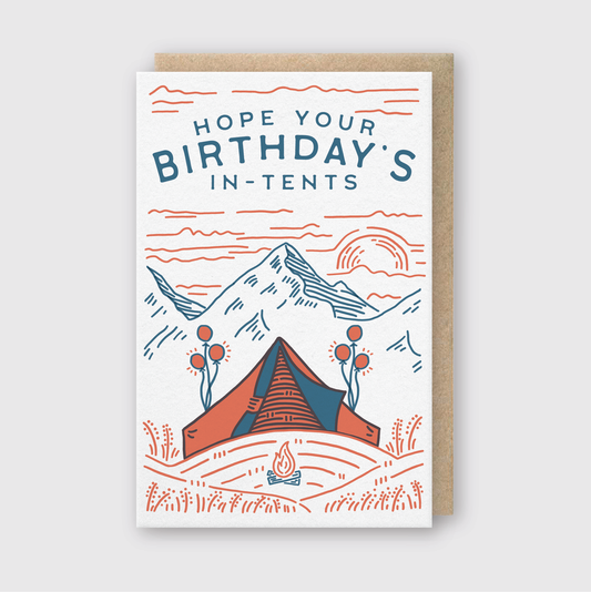 Letterpress Birthday Greeting Card – In Tents Birthday