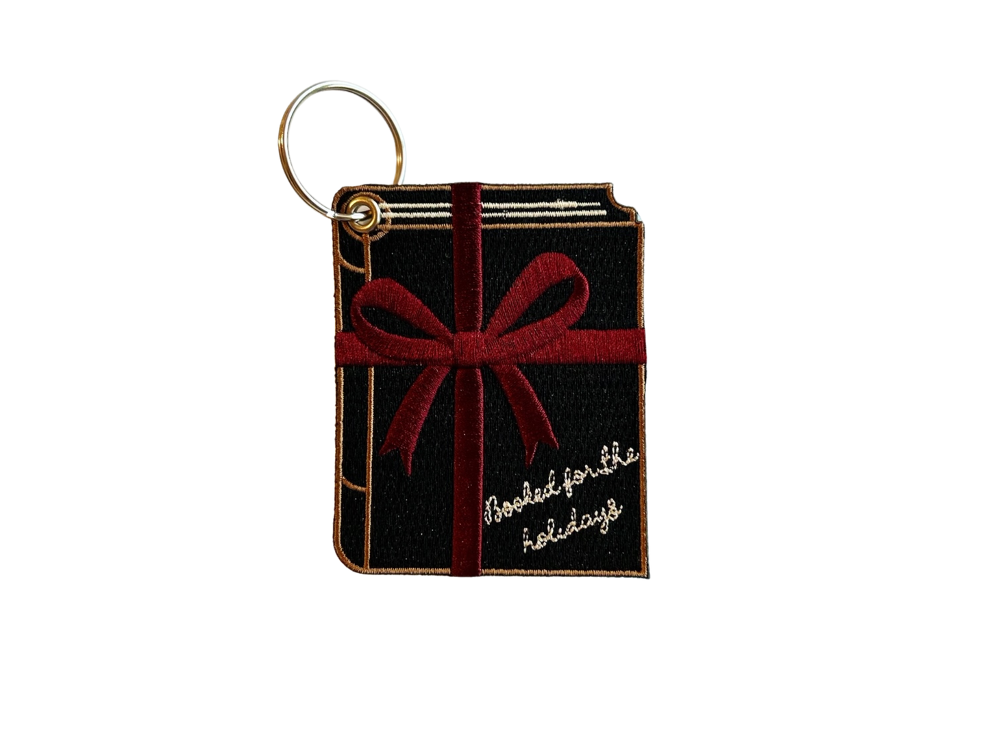 Embroidered Ornament, Keychain, and Gift Tag for Book Lovers