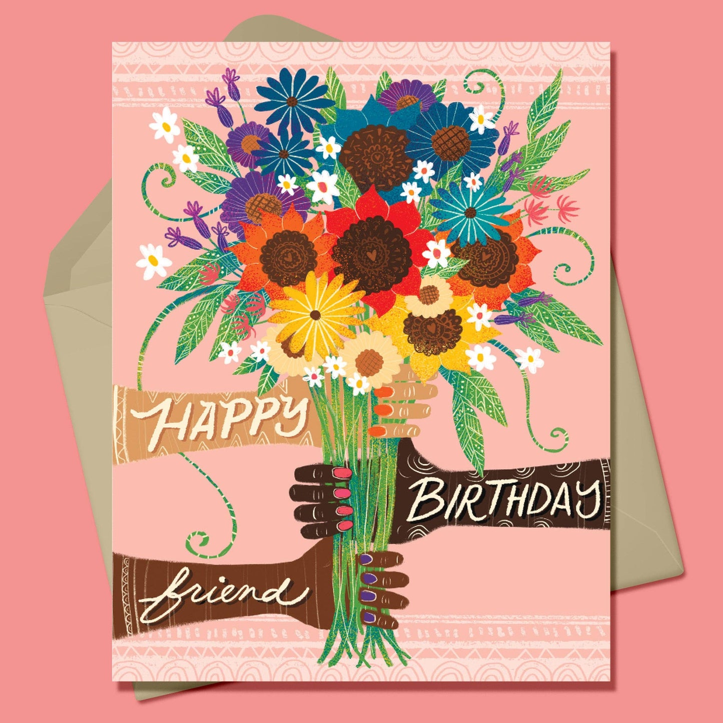 Happy Birthday Friend by Emiko Rainbow A2 Greeting Card