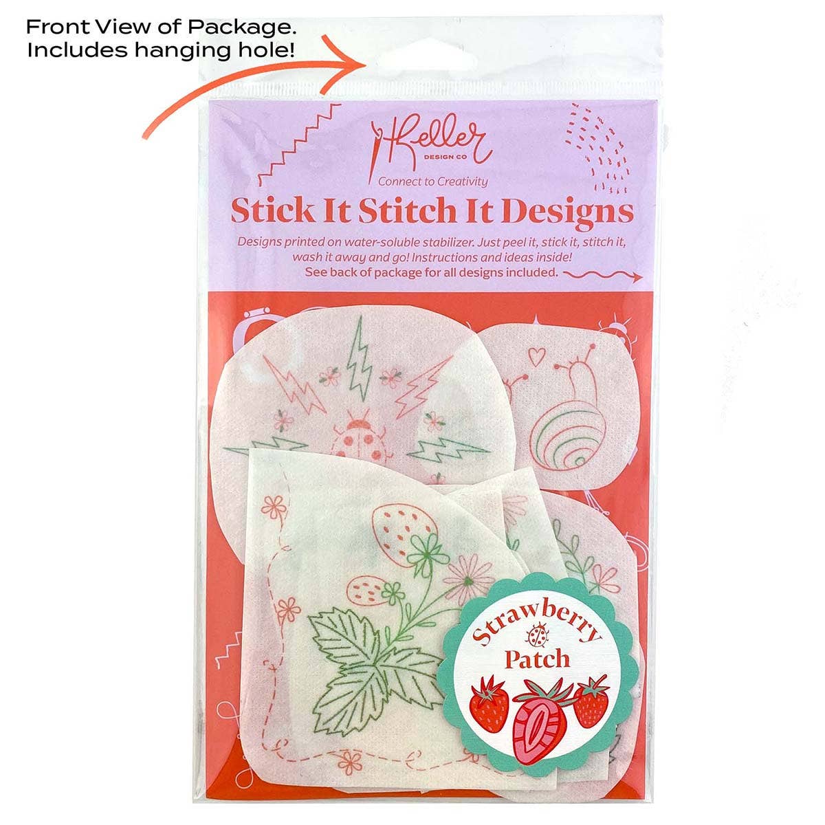 Stick It Stitch It Water Soluble Embroidery Patterns-Strawberry Patch
