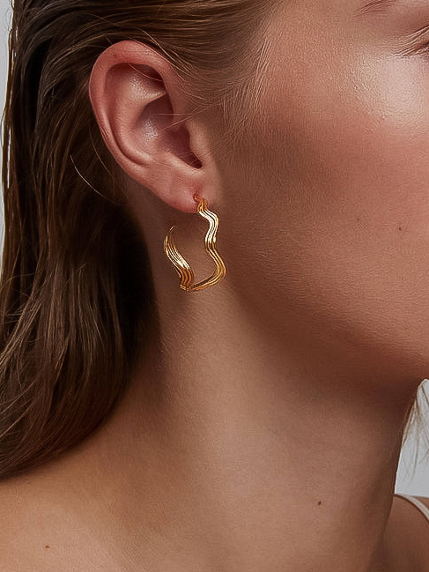 Fontaine 18K Gold Non-Tarnish Wave Statement Earrings