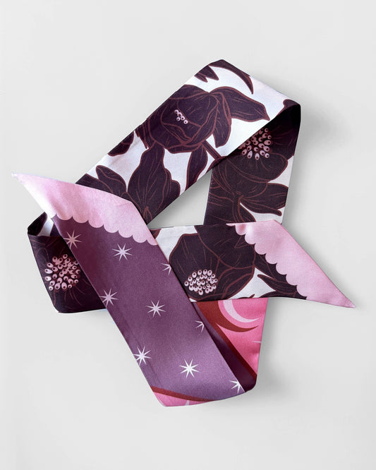 SKINNY SILK SCARF | Lunar Blossom