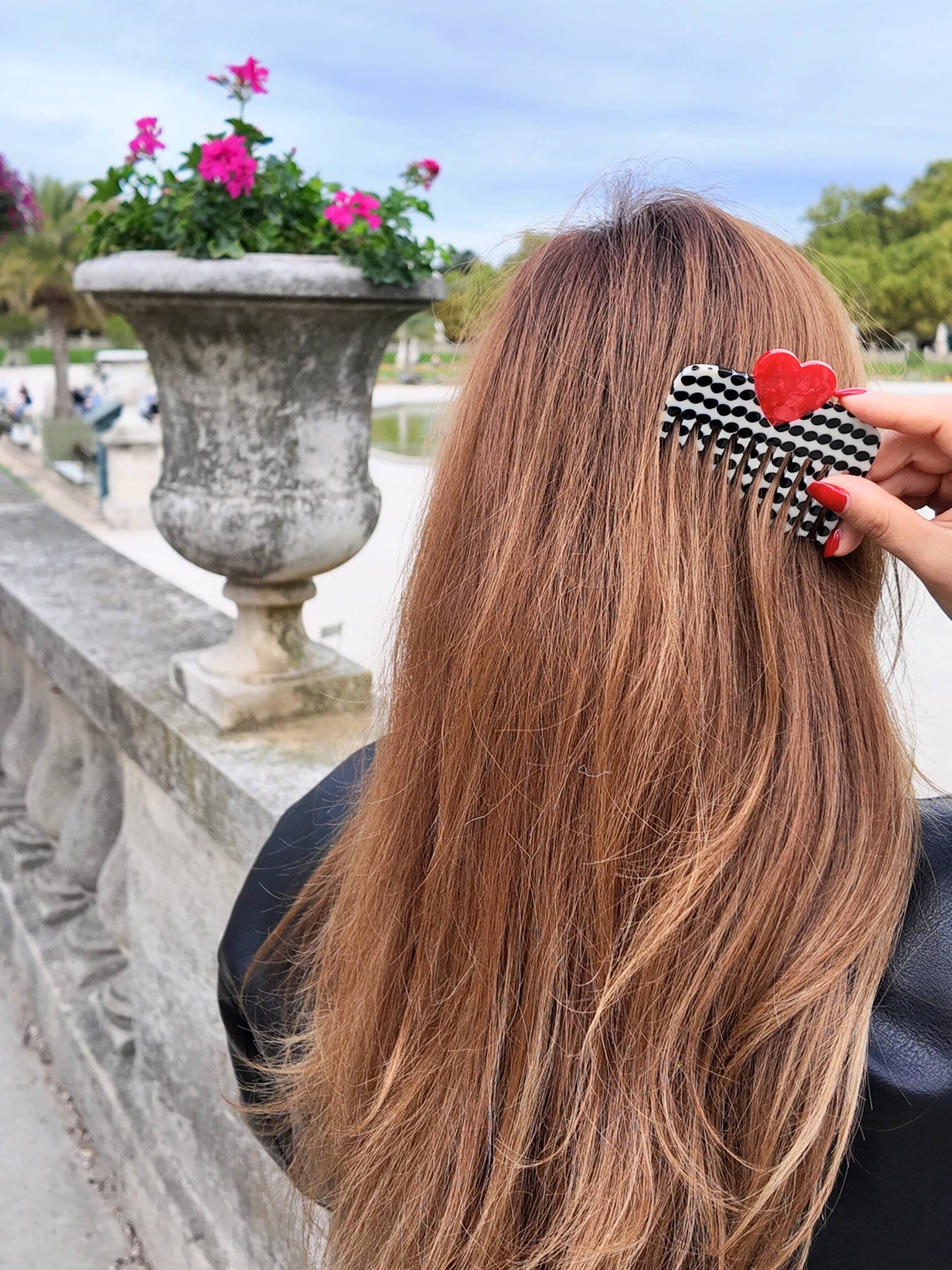 Hand-painted Polka Dot Heart Pocket Comb