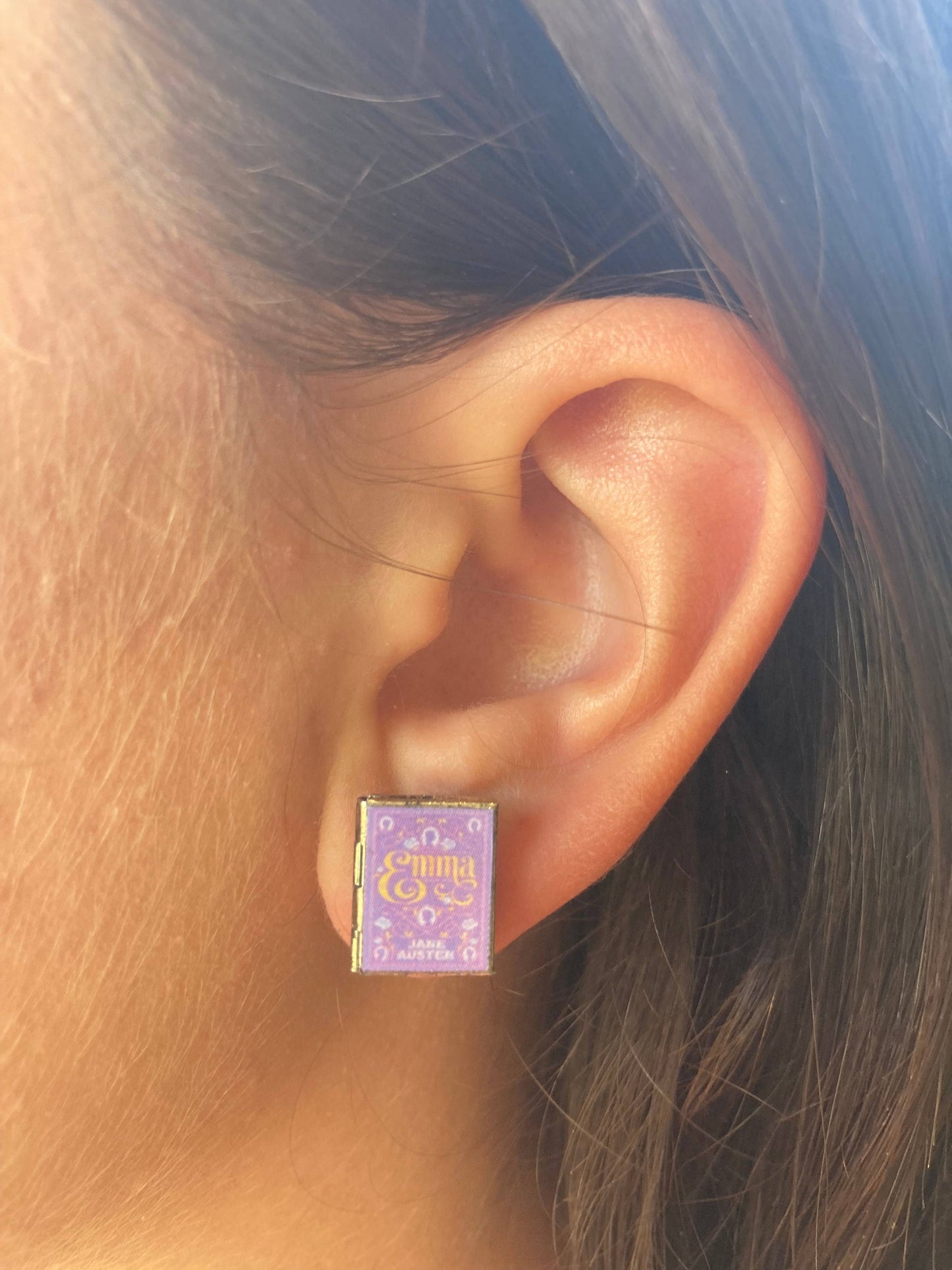 Post Earrings Book Locket Emma Lilac