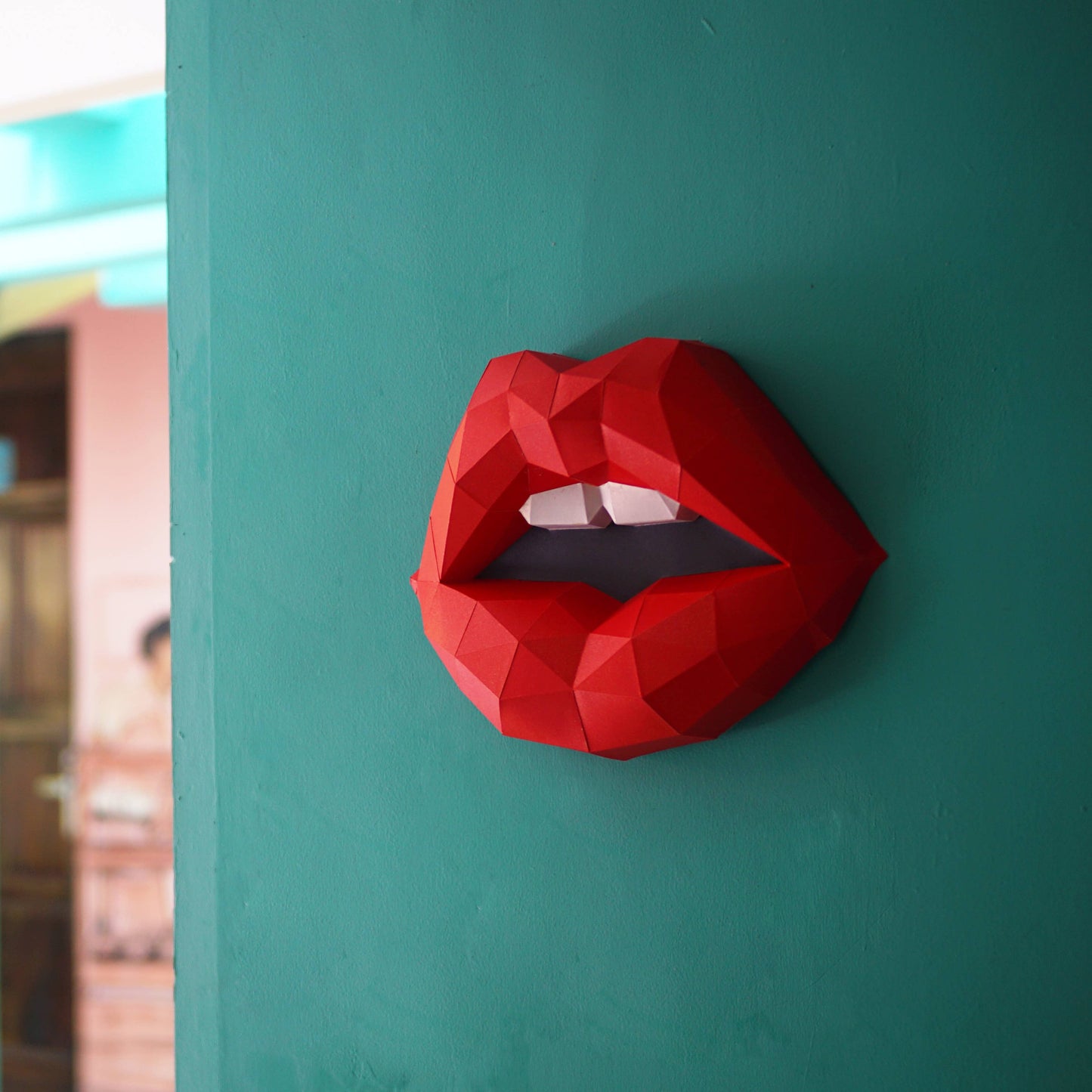 Red Lips PaperCraft Origami Wall Art