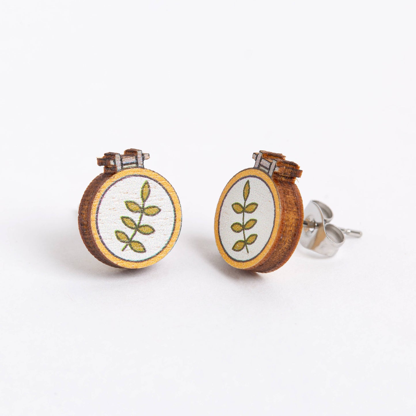 Embroidery Hoop Wooden Earrings - Craft Jewellery